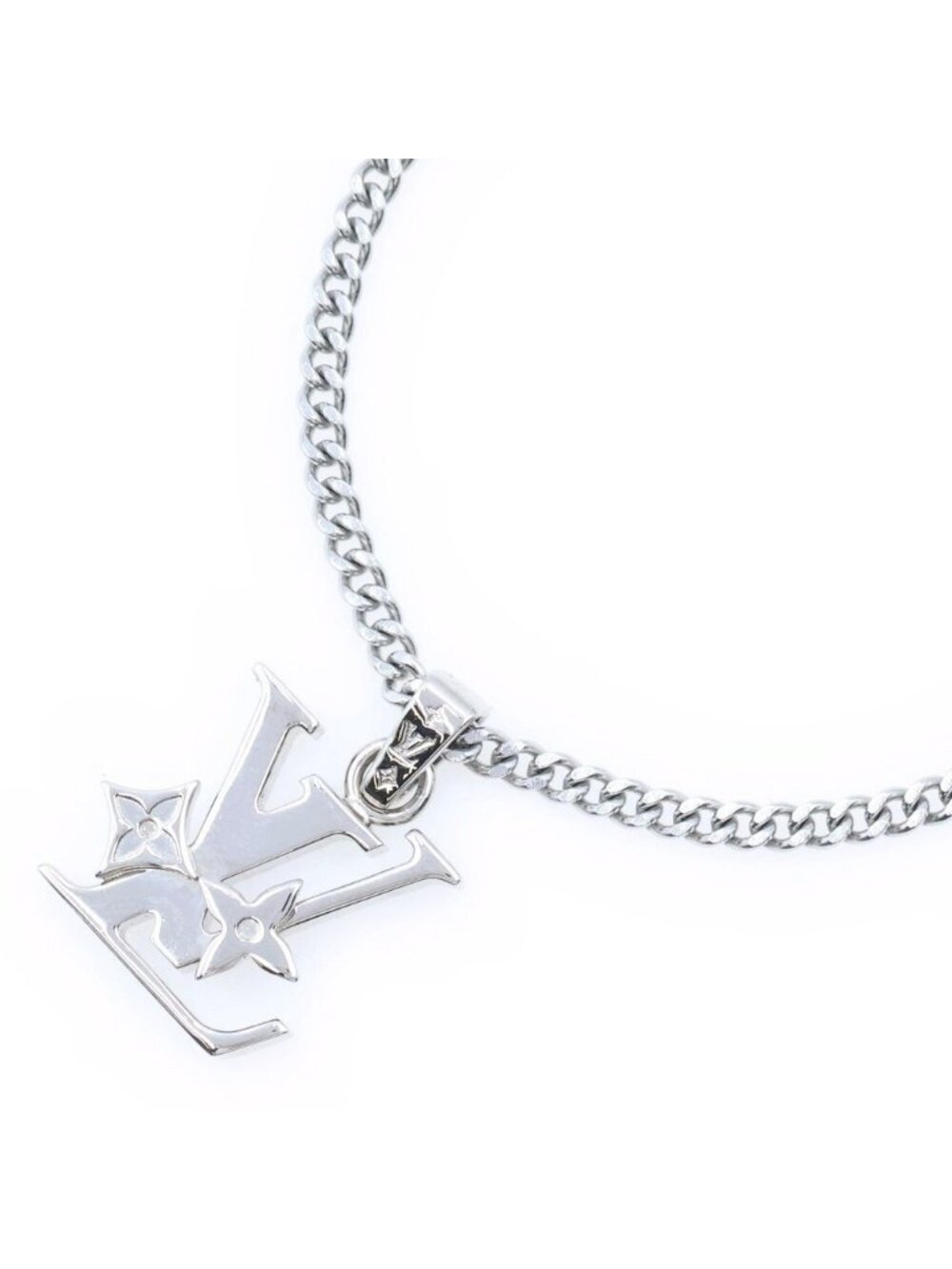 Louis Vuitton Pendant Monogram Low Necklace Silver Chain
